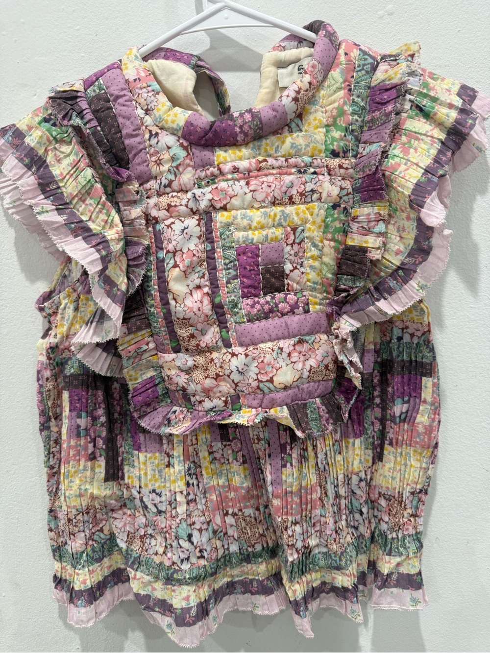 Girls' Quilted Floral Ruffle Top - Purple Multi